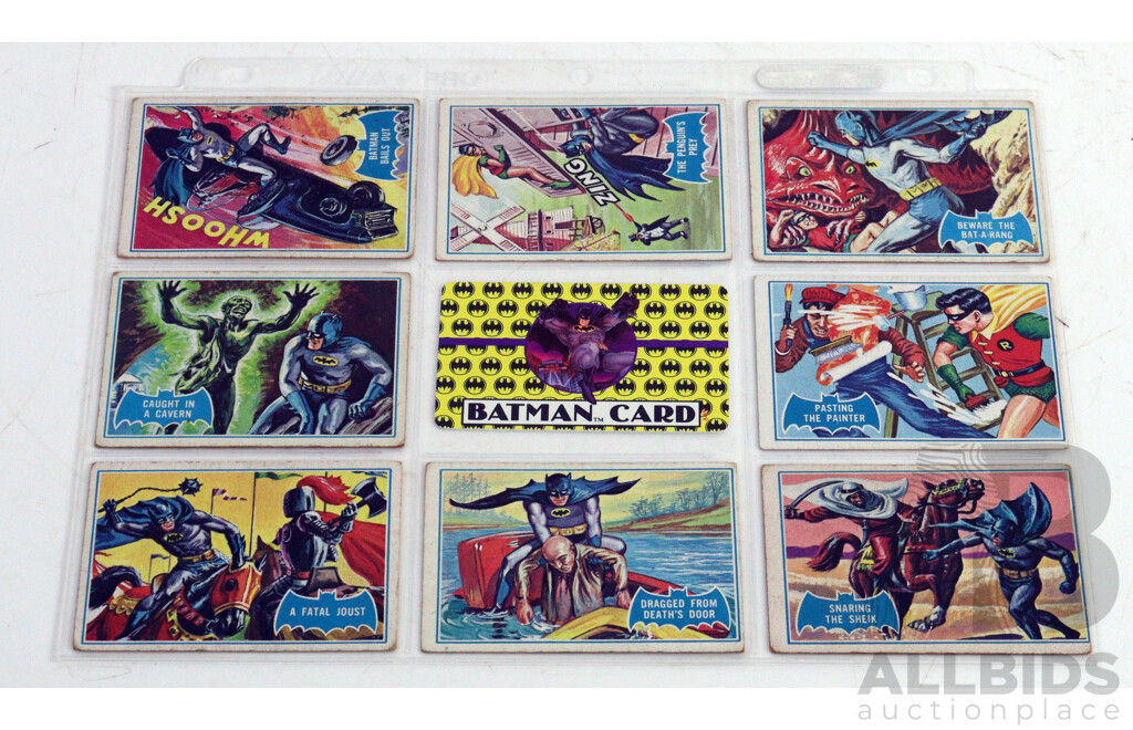 Collection of 85 Vintage 1966 Topps Batman Trading Cards,  A and B Series by National Periodical Publications