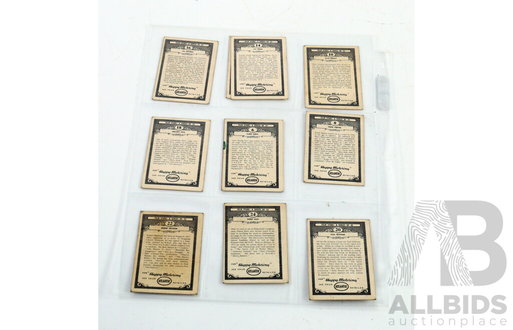 Collection of Vintage Trading Cards by Ampol and Atlantic Featuring Cars and Movie Stars