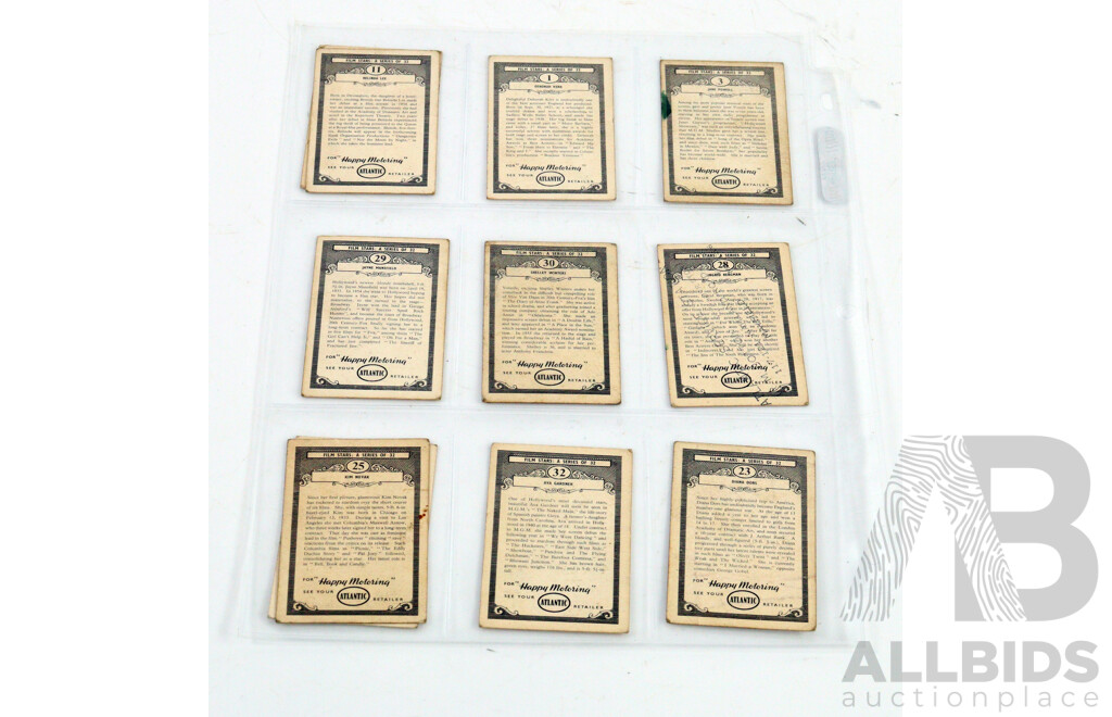 Collection of Vintage Trading Cards by Ampol and Atlantic Featuring Cars and Movie Stars