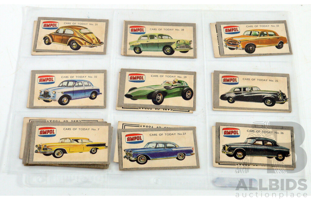 Collection of Vintage Trading Cards by Ampol and Atlantic Featuring Cars and Movie Stars
