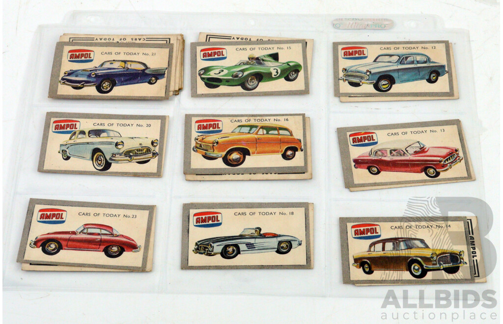 Collection of Vintage Trading Cards by Ampol and Atlantic Featuring Cars and Movie Stars