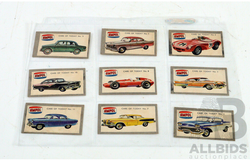 Collection of Vintage Trading Cards by Ampol and Atlantic Featuring Cars and Movie Stars