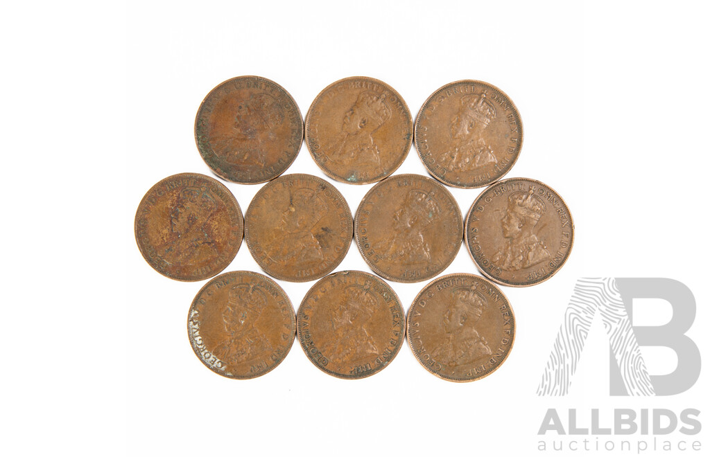 Australian KGV Pennies, Consecutive 1920 to 1929