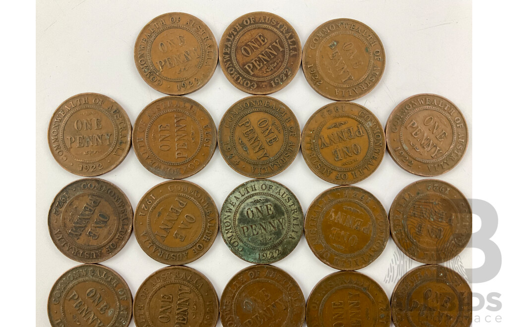 Twenty Eight Australian KGV Pennies Including 1921, 1922, 1923, 1924