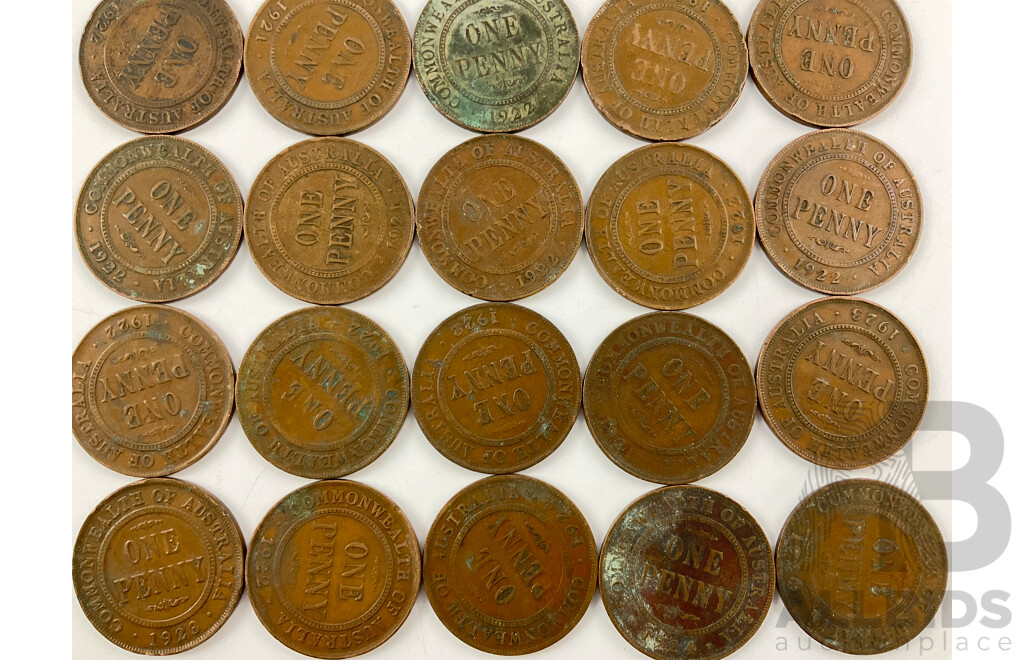 Twenty Eight Australian KGV Pennies Including 1921, 1922, 1923, 1924