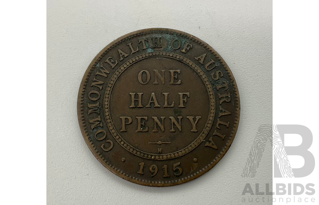 Australian 1915 Heaton 'H' Half Penny