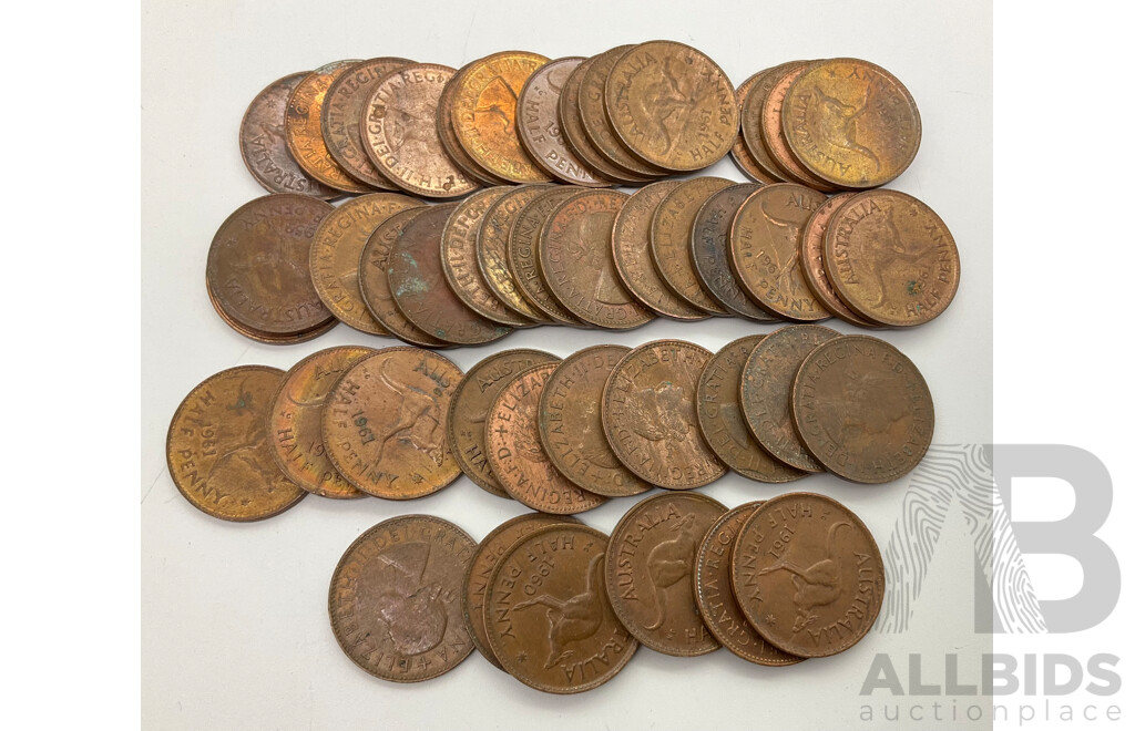 Collection of Australian QE2 Half Pennies(45)