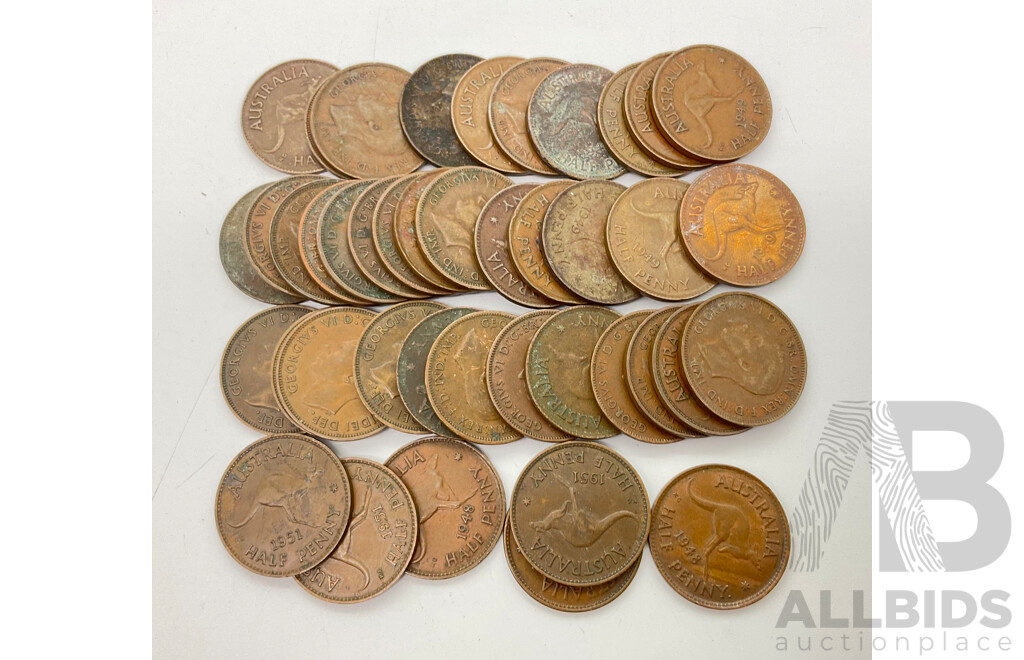 Collection of Australian KGVI Half Pennies(40)