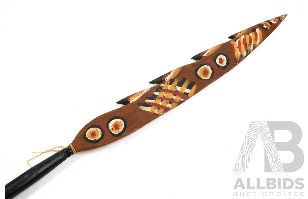 Indigenous Australian Carved Hardwood Souvenir ware Spear with Polychrome Decoration