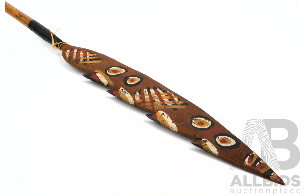 Indigenous Australian Carved Hardwood Souvenir ware Spear with Polychrome Decoration