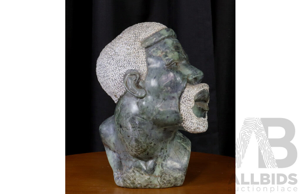 Large Carved Shona Stone Bust of African Male