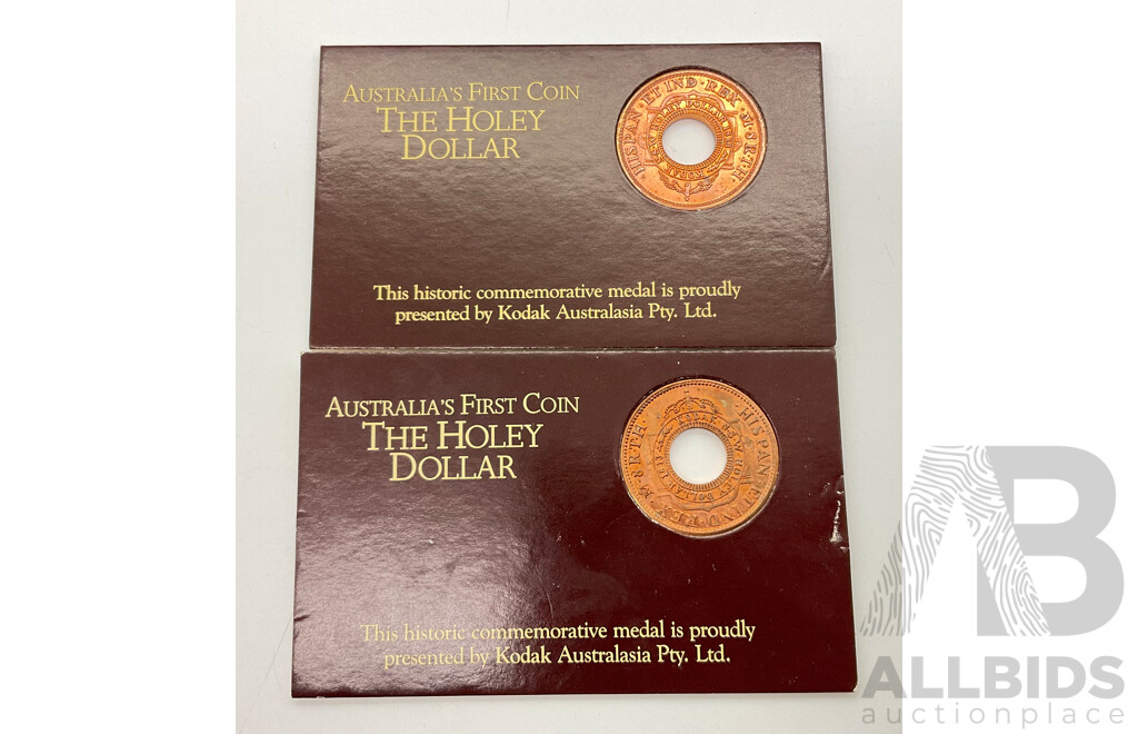 Two Australian New South Wales Kodak Holey Dollar Commemorative Medals