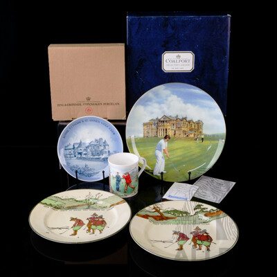 Collection Five Golfing Themed Pieces Comprising Coalport, Bing & Grondahl, Two Royal Doulton Examples & Royal Worcester Mug