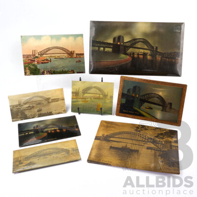 Collection Eight Vintage Sydney Harbour Scenes, Printed on Tin