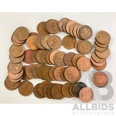 Australian QE2 Pennies, Examples Spanning From 1952 to 1964(70)