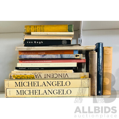 Large Collection Books Relating to the Old Masters Artists Including Michelangelo, Van Gogh, Rembrandt and Much More