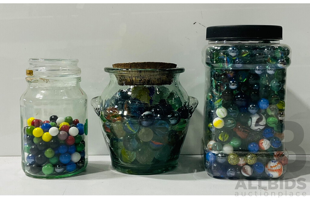 Collection of Vintage Marbles of Different Patterns and Sizes