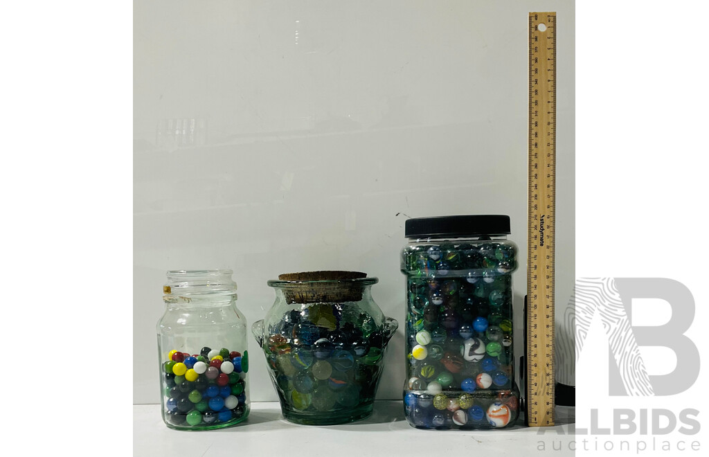 Collection of Vintage Marbles of Different Patterns and Sizes