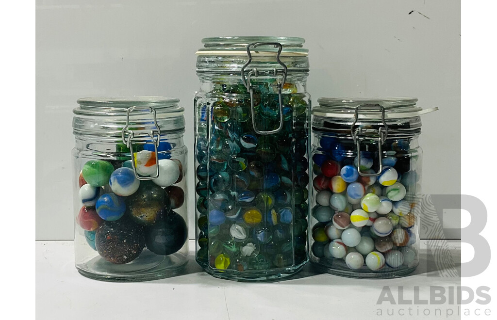 Collection of Vintage Marbles of Different Patterns and Sizes