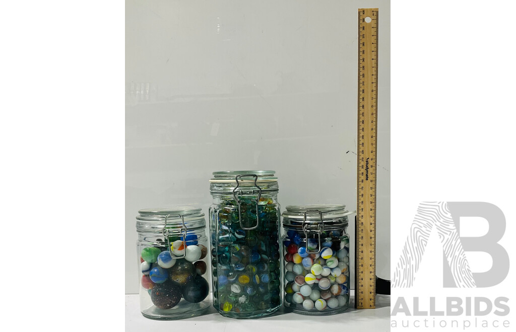 Collection of Vintage Marbles of Different Patterns and Sizes