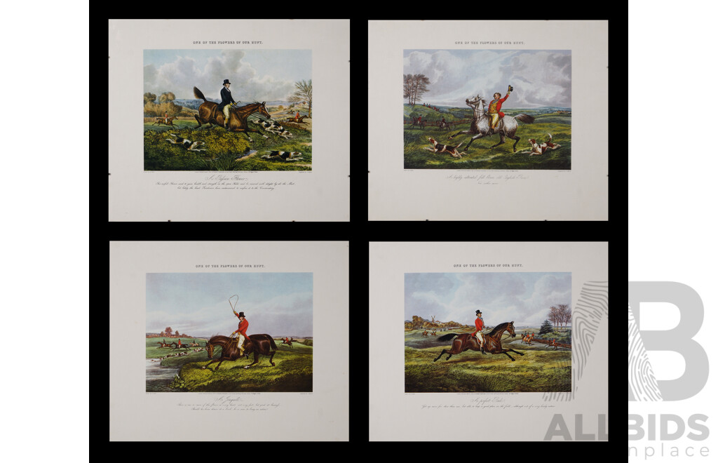 After Henry Alken (British, 1785-1851), 'One of The Flowers of Our Hunt', Collection of Copies of Coloured Engravings by J. Harris, 20 x 28 cm (images) (4)