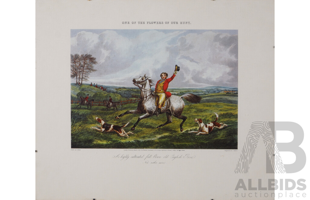 After Henry Alken (British, 1785-1851), 'One of The Flowers of Our Hunt', Collection of Copies of Coloured Engravings by J. Harris, 20 x 28 cm (images) (4)