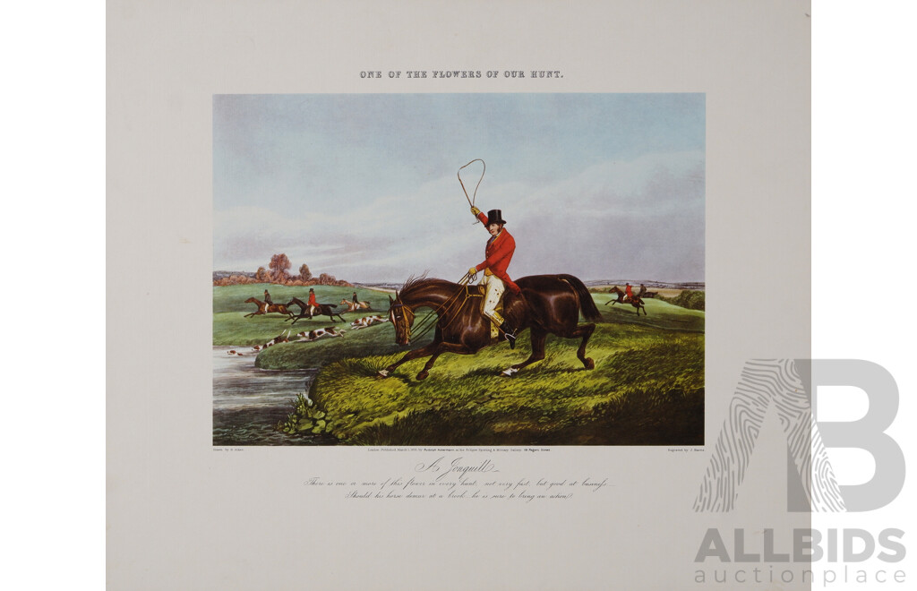 After Henry Alken (British, 1785-1851), 'One of The Flowers of Our Hunt', Collection of Copies of Coloured Engravings by J. Harris, 20 x 28 cm (images) (4)