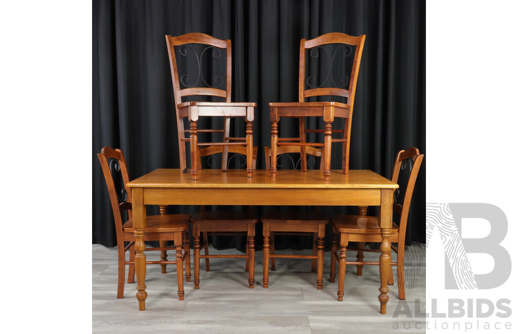 Ash Seven Piece Dining Suite with American Cherrywood Legs