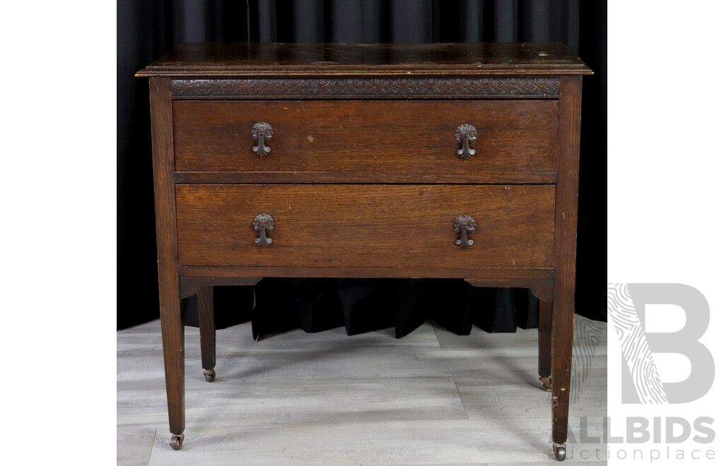 Oak Art Deco Two Drawer Chest