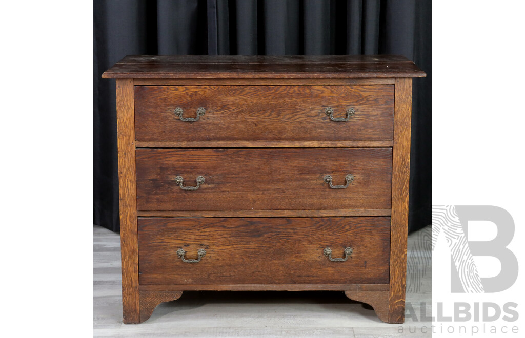 Oak Art Deco Three Drawer Chest