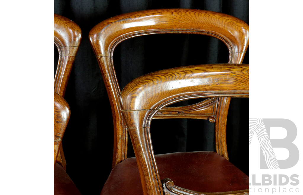 Set of Six Victorian Oak Dining Chairs