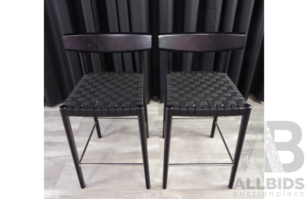 Pair of Modern Painted Timber Barstools