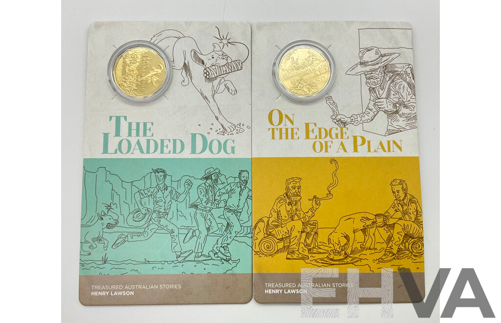 Australian RAM 2022 Commemorative Fifty Cent Coins, Henry Lawson Treasured Australian Stories, on the Edge of a Plain and the Loaded Dog