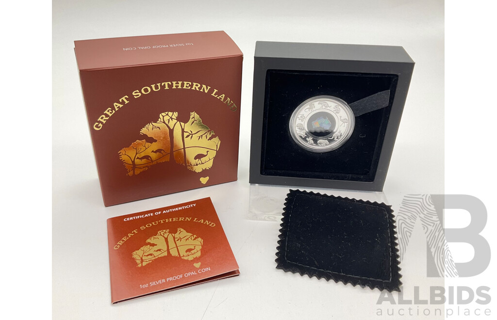 Australian Perth Mint 2020 Commemorative Great Southern Land Silver Opal One Dollar Proof Coin .999