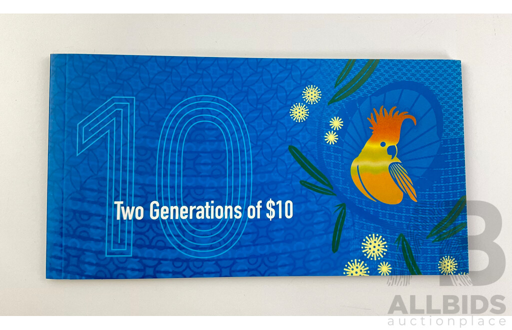 Australian 2017 Two Generations of Ten Dollar Polymer Banknotes