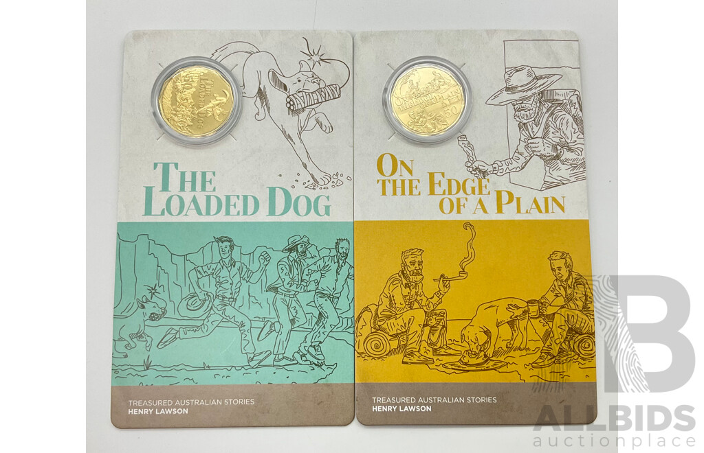 Australian RAM 2022 Commemorative Fifty Cent Coins, Henry Lawson Treasured Australian Stories, on the Edge of a Plain and the Loaded Dog