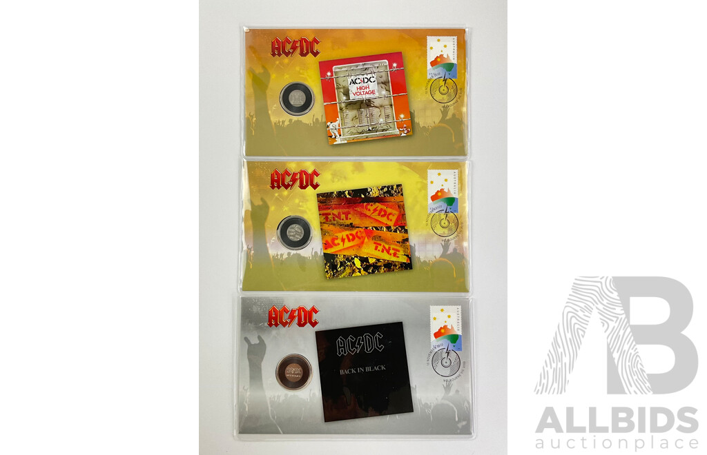 Australian AC/DC Commemorative PNCs Including Back in Black, High Voltage and TNT