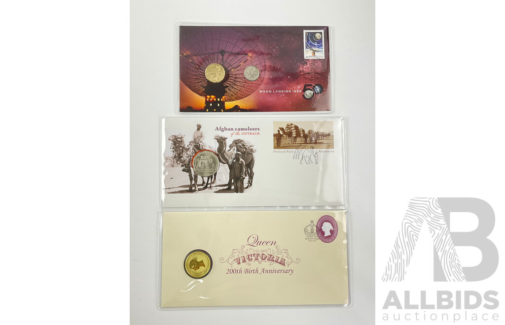 Australian Commemorative PNCs Including 2019 Moon Landing, Queen Victoria 200th Birthday, 2020 Afghan Cameleers