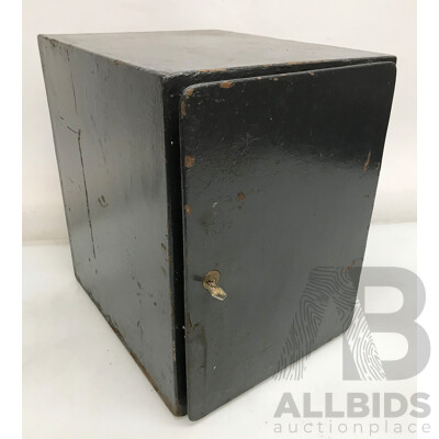 Vintage Tin Box Safe with Lock and Key