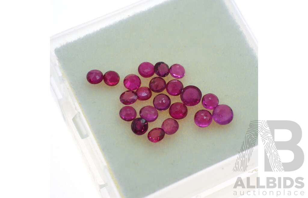 Rubies 1.35ct, (21) Round Brilliant Cut Small Natural Unset Gemstones