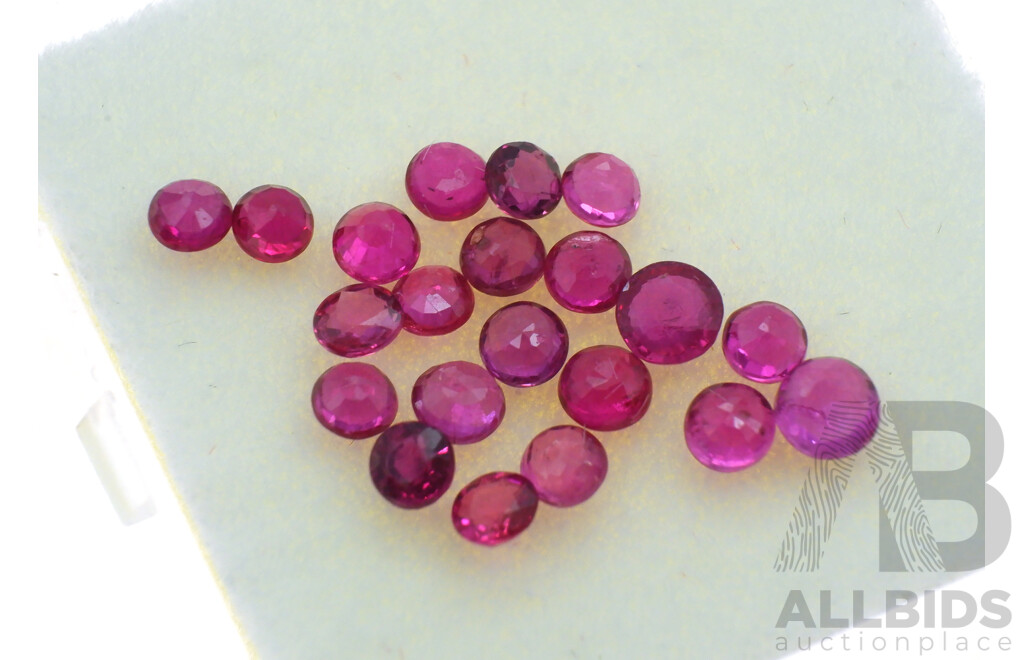 Rubies 1.35ct, (21) Round Brilliant Cut Small Natural Unset Gemstones