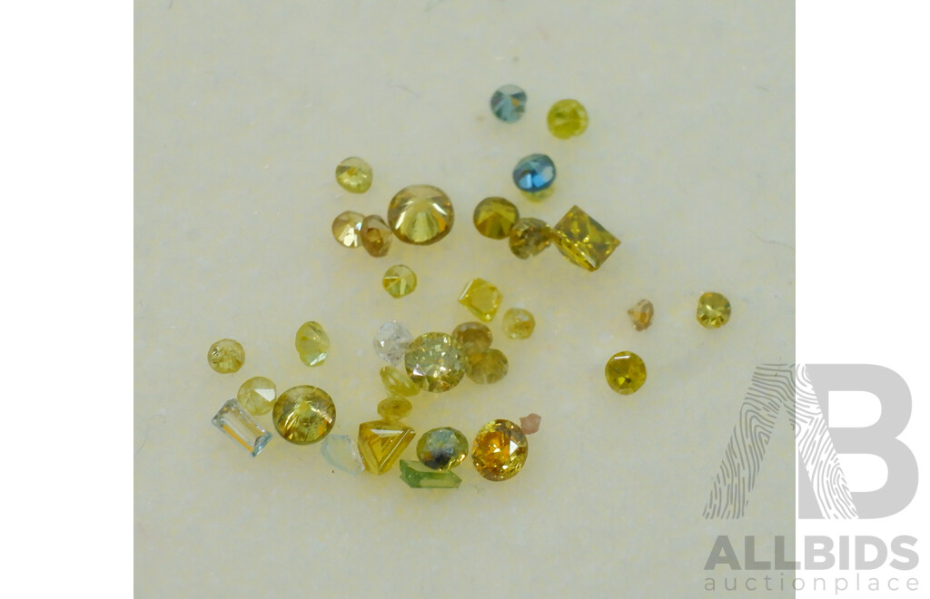 Diamond Melee, Est 0.14ct of Mostly Round Brilliant Cut Treated Irriradiated Yellow Unset Gemstones