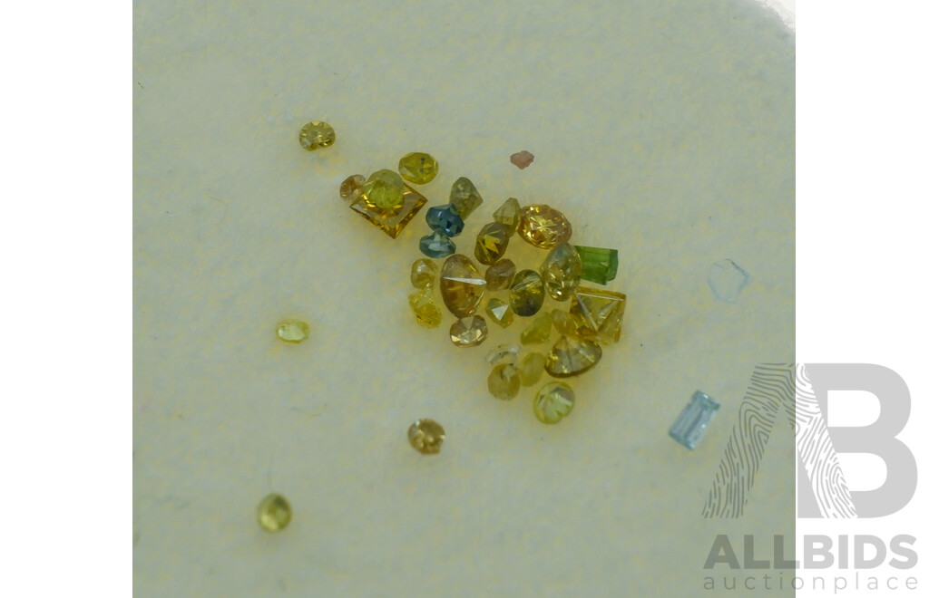 Diamond Melee, Est 0.14ct of Mostly Round Brilliant Cut Treated Irriradiated Yellow Unset Gemstones