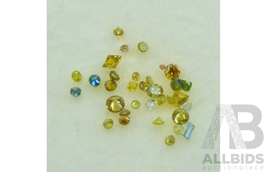 Diamond Melee, Est 0.14ct of Mostly Round Brilliant Cut Treated Irriradiated Yellow Unset Gemstones