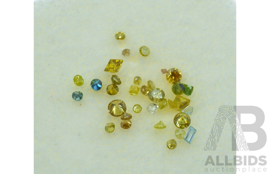 Diamond Melee, Est 0.14ct of Mostly Round Brilliant Cut Treated Irriradiated Yellow Unset Gemstones