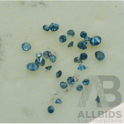 Diamond Melee, Estimated 0.15ct in (3) Treated Irradiated Blue Round Brilliant Cut Unset Gemstones