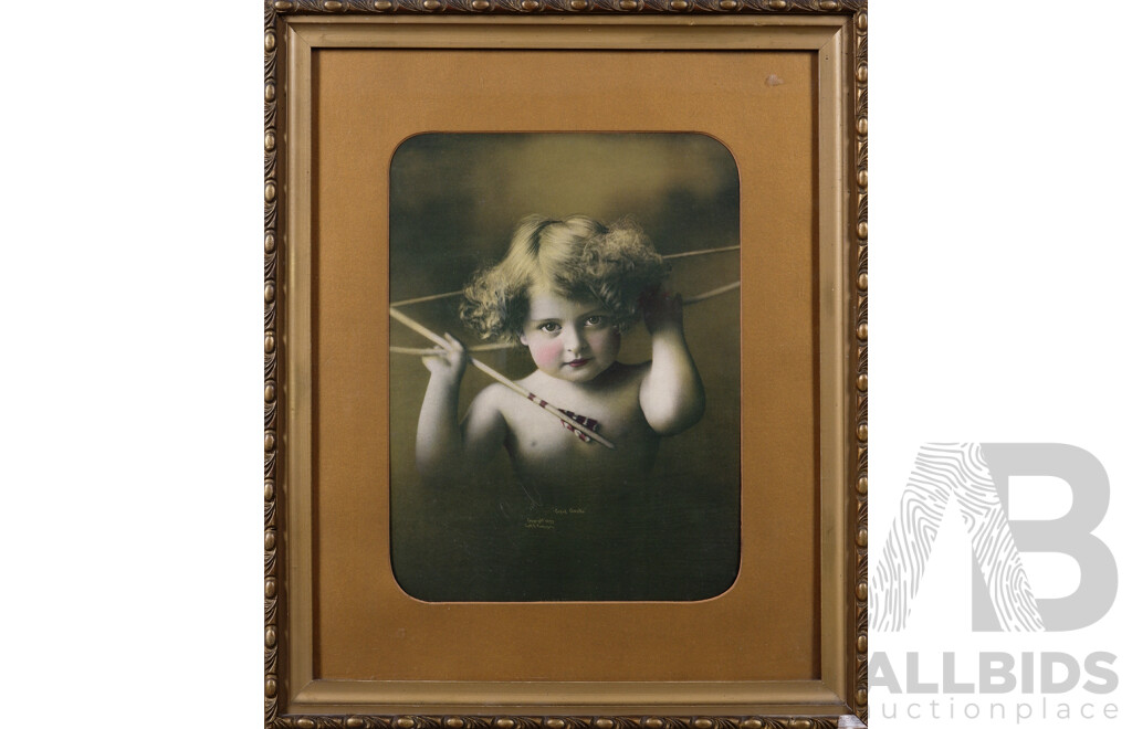 Morris Burke Parkinson, (Late 19th and Early 20th Century, American Photographer, 1847-1926), Lovely Pair of Antique Colour Prints - Cupid Asleep and Cupid Awake, 1897, 46 x 38 cm (frame) (2)