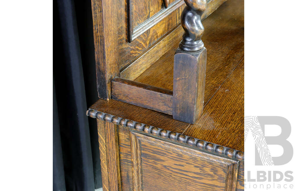 Victorian Oak Kitchen Buffet and Hutch