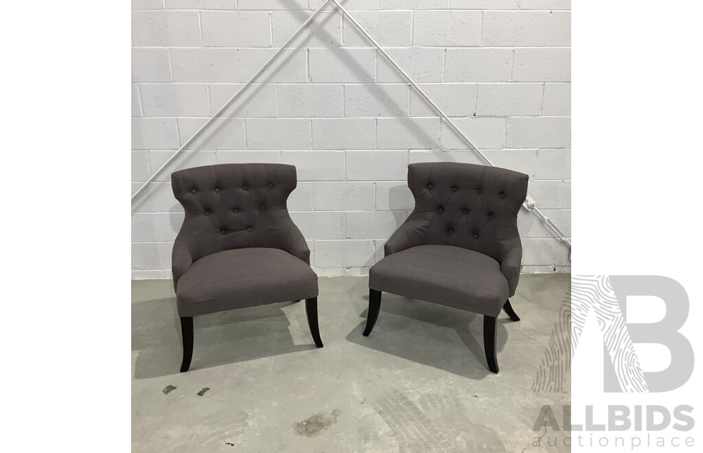 Set of 2 Fabric Modern Grey Chairs