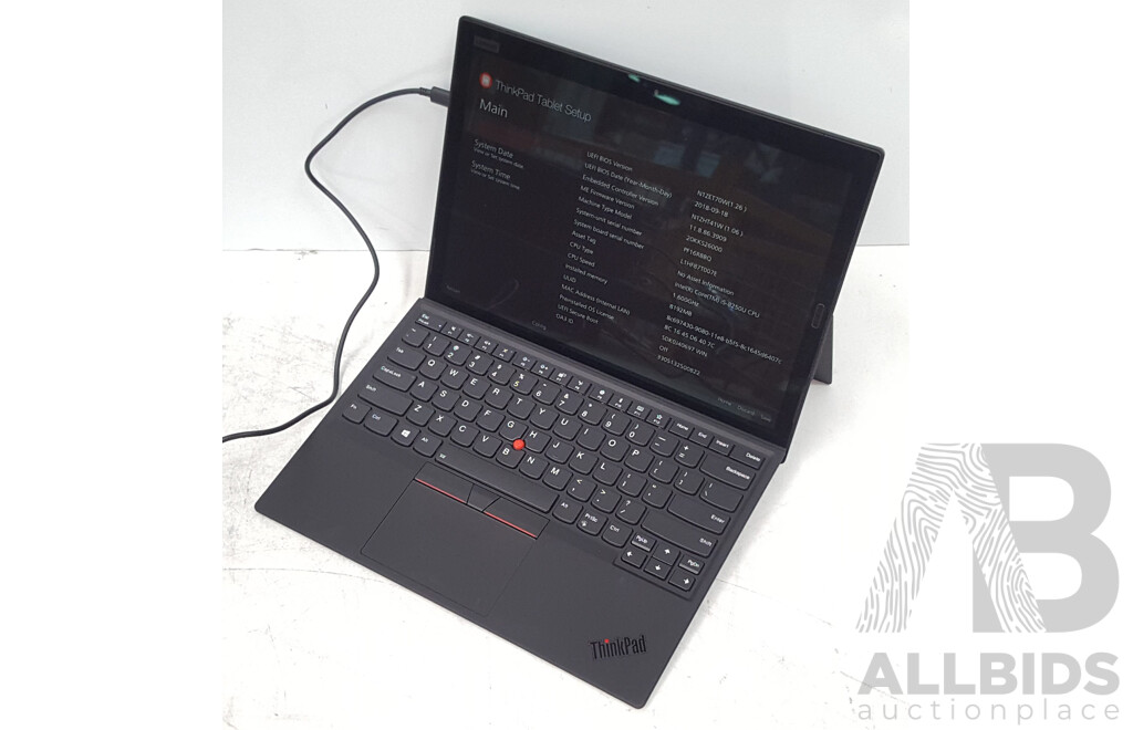 Lenovo ThinkPad X1 Tablet Gen3 Intel Core i5 (8250U) 1.60GHz-3.40GHz 4-Core CPU 13-Inch Touchscreen Detachable Laptop